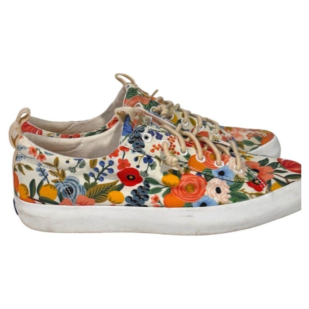 Keds Floral Canvas Sneakers in Cream, Red, Blue, Green, Orange - Picture 7 of 7